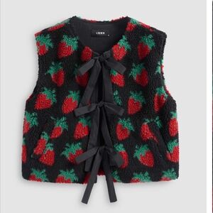 Cider Black Vest with Red Strawberry Design